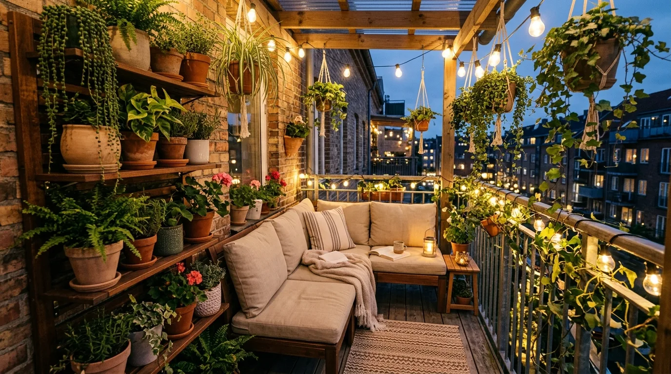 Wall-mounted balcony surfaces maximizing every inch in a modern setup.