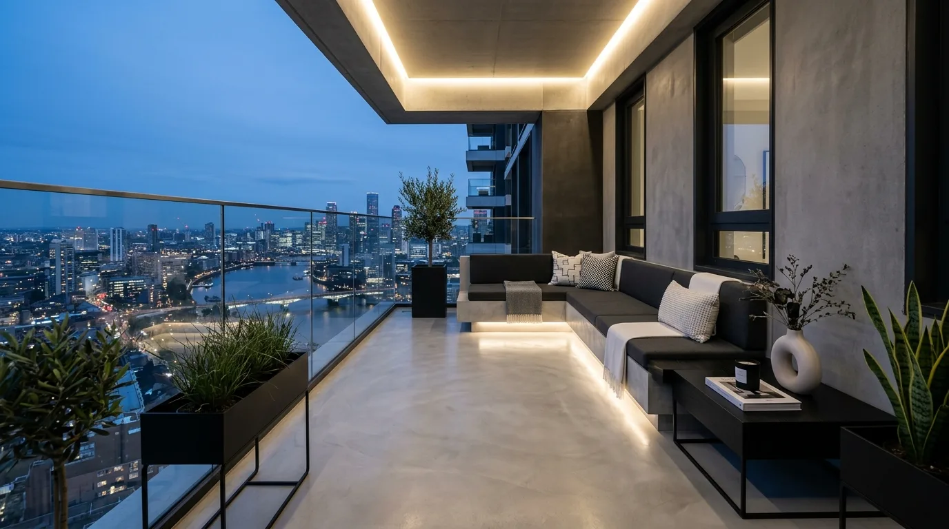 Small balcony that feels smart and spacious through clean modern design.