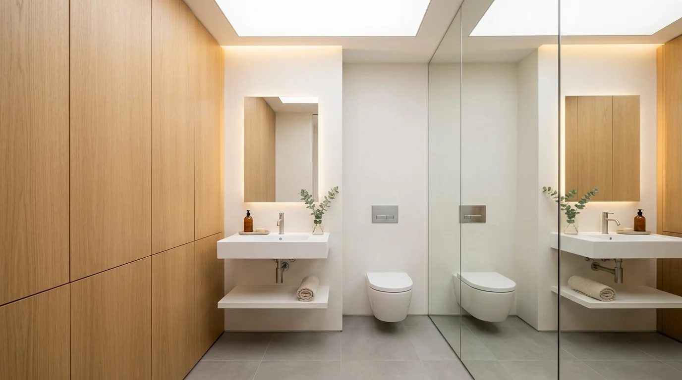 pair it with finishes that support the mood in a bathroom inspired by modern tricks work wonders.