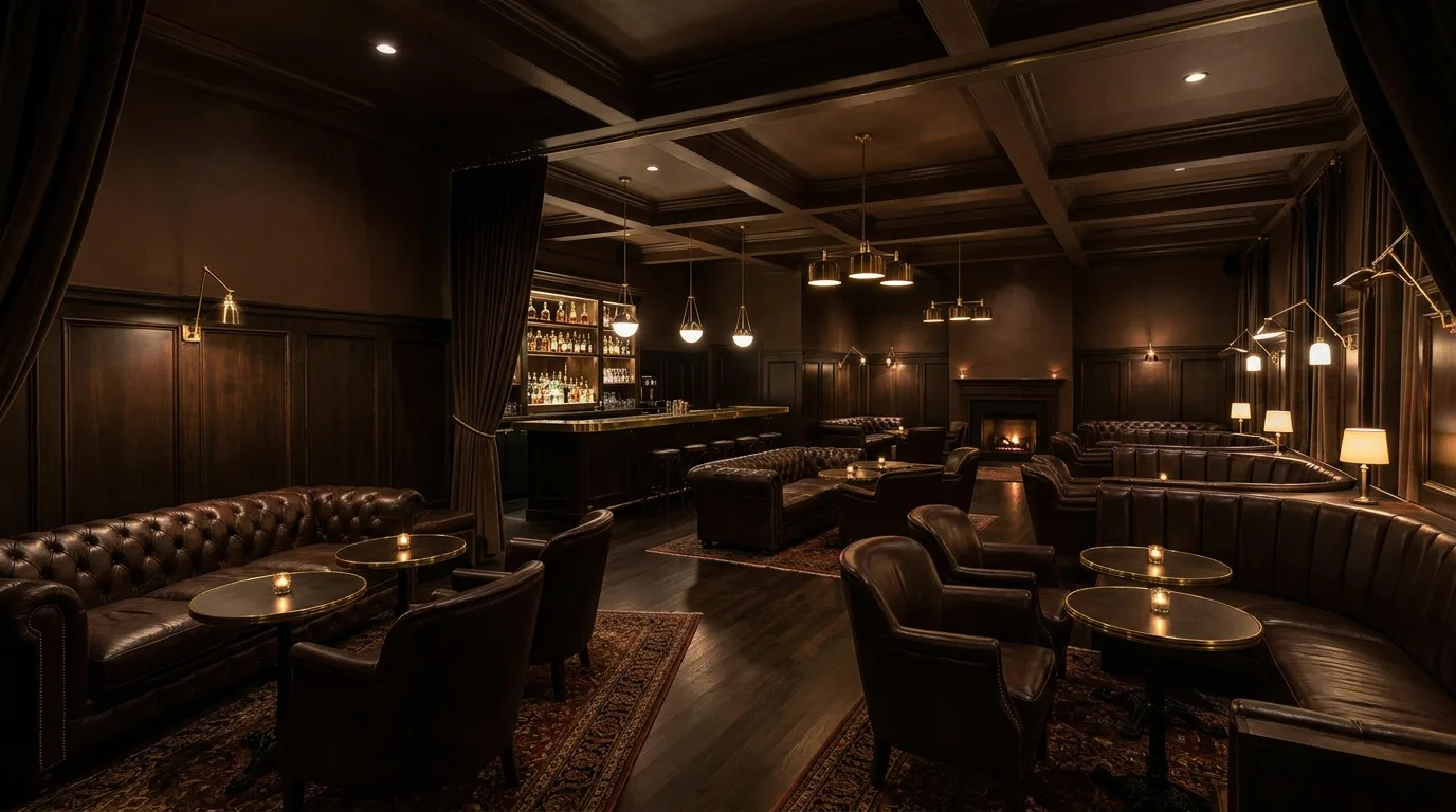 create a living room that feels complete in a living room inspired by moody brown walls cocooning.