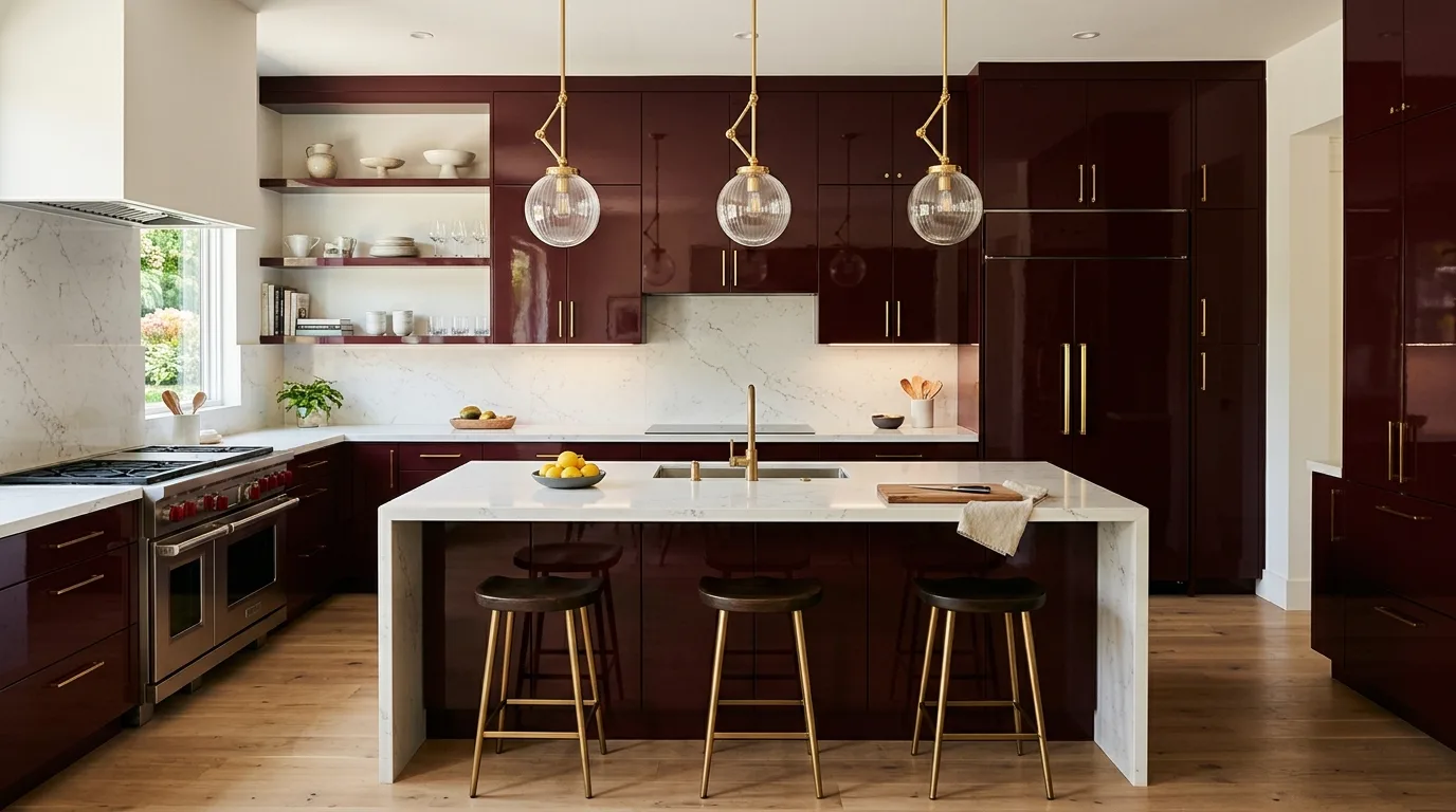 start with a clear cabinet direction in a kitchen inspired by opulent burgundy wine country.