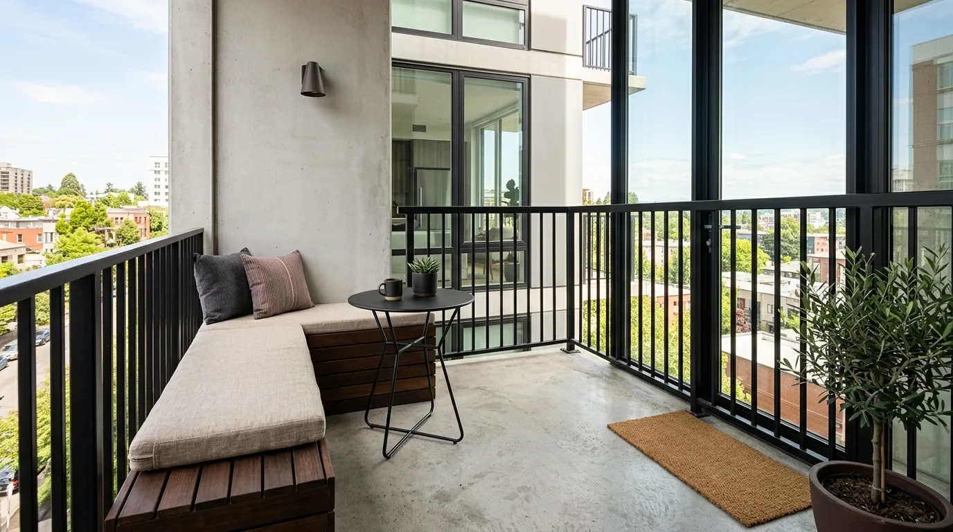 use light and shade intentionally in a balcony inspired by outdoor fresh air.