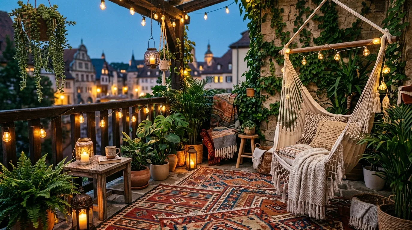 keep storage practical and hidden in a balcony inspired by outdoor fresh air.