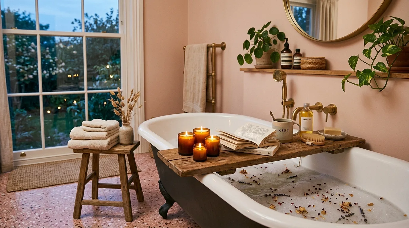 use lighting to bring the space to life in a bathroom inspired by pink aesthetic feel like.