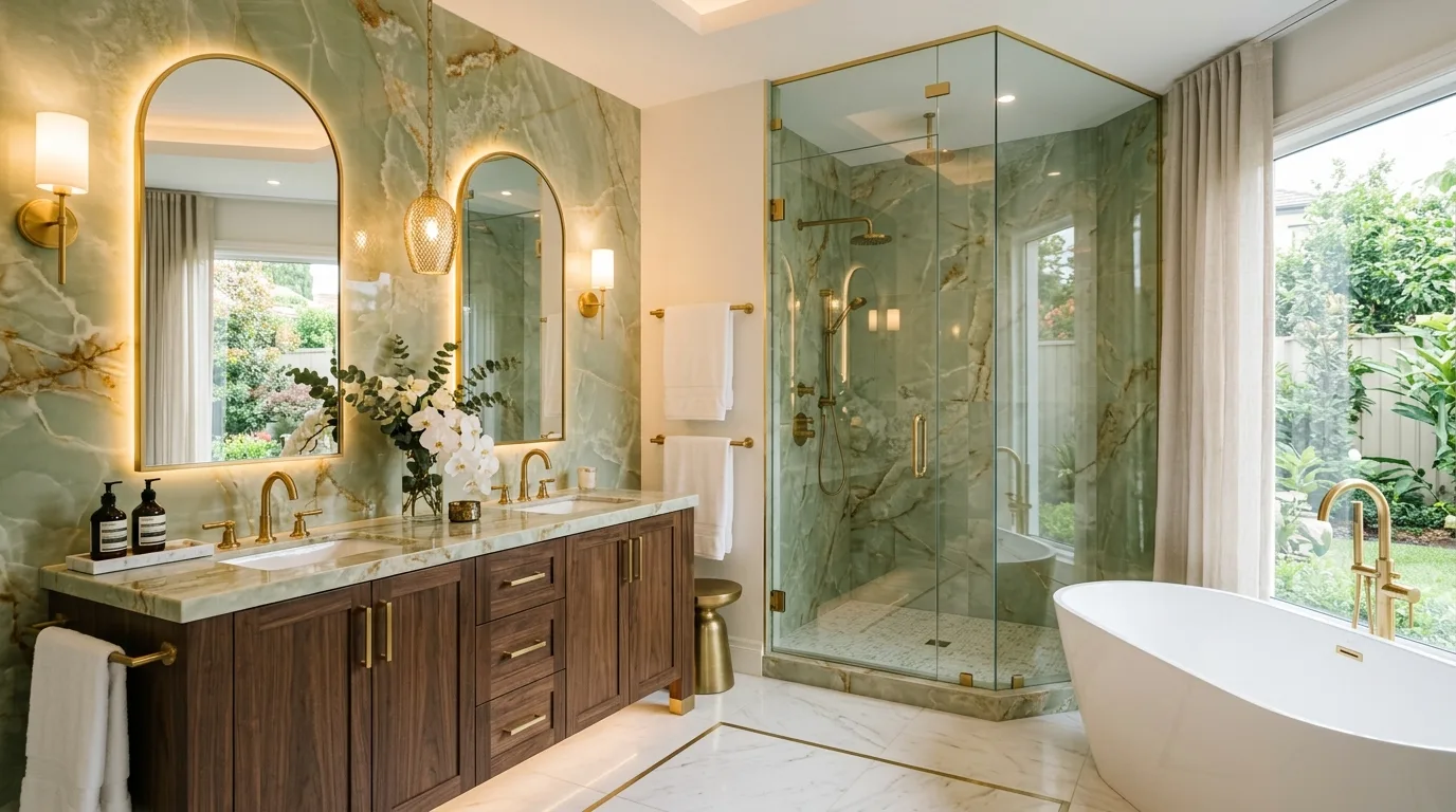 Light sweet decor in a pretty pistachio bathroom.