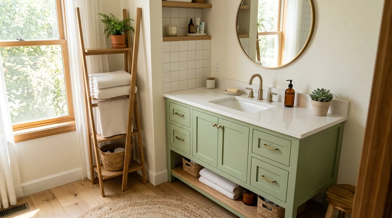 Fresh nostalgic bathroom finished in pretty pistachio tones.