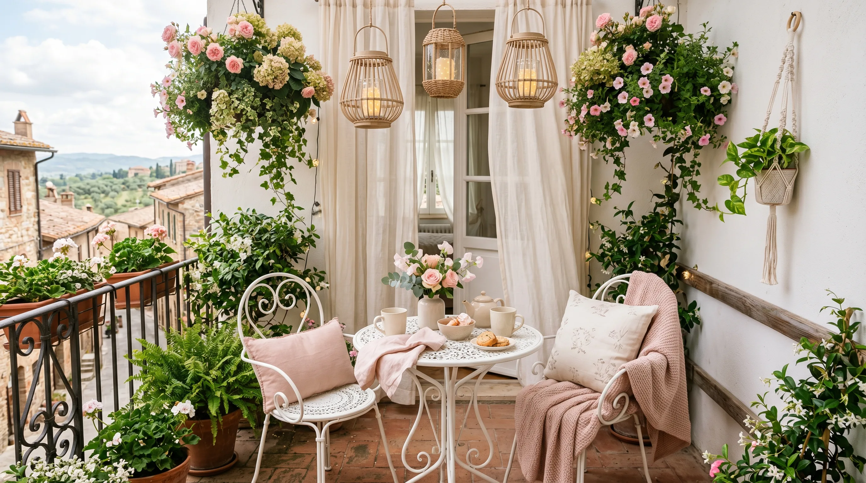 Light romantic balcony color palette with dreamy appeal.