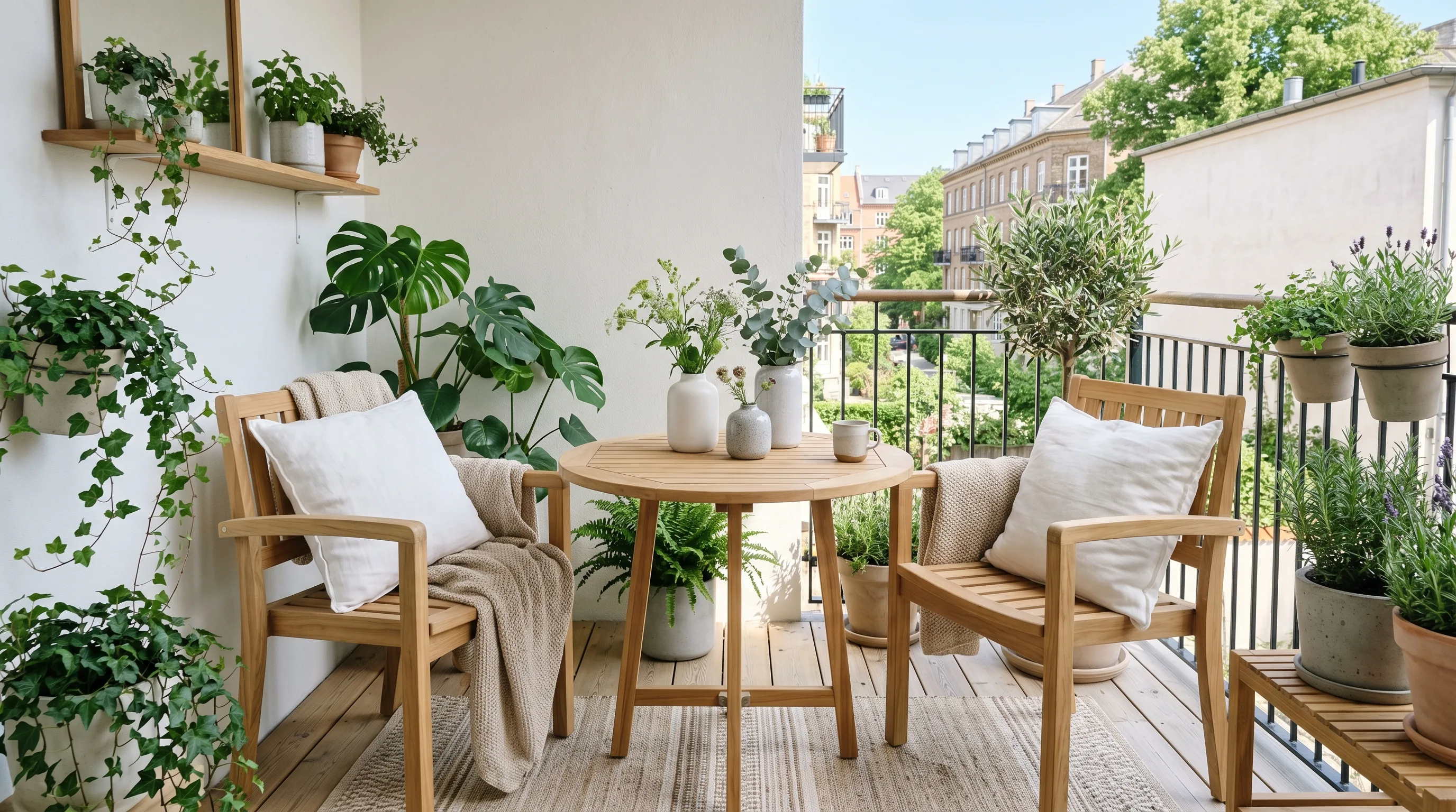 Beautiful accent chair elevating a pretty balcony aesthetic.