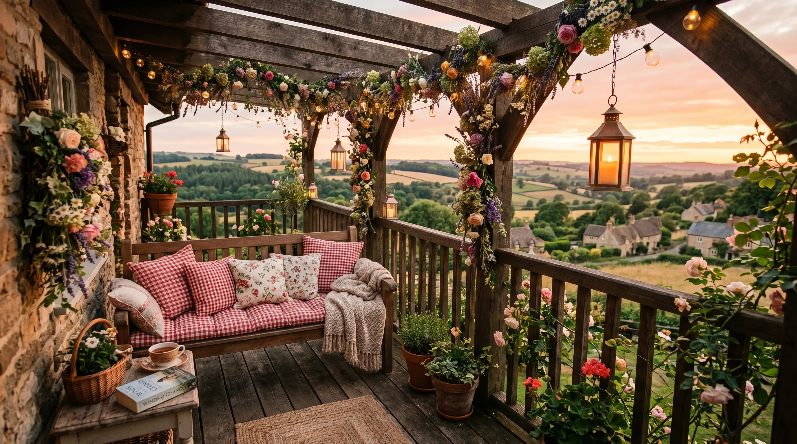 Delicate accessories adding pretty detail to a small balcony.