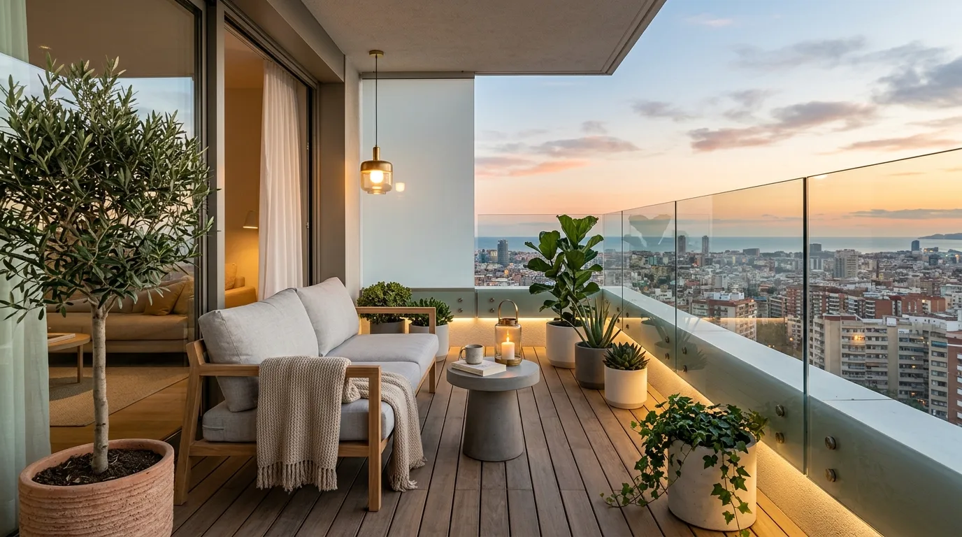 Pretty small balcony transformed into a dreamy little escape.