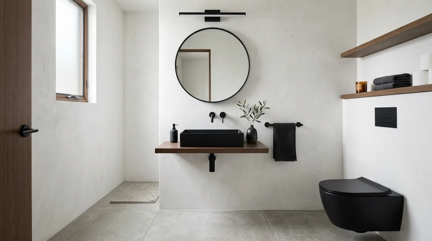 use lighting to bring the space to life in a bathroom inspired by pretty half guest friendly.