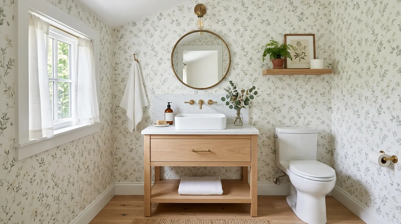use decor that reinforces the look in a bathroom inspired by pretty half guest friendly.