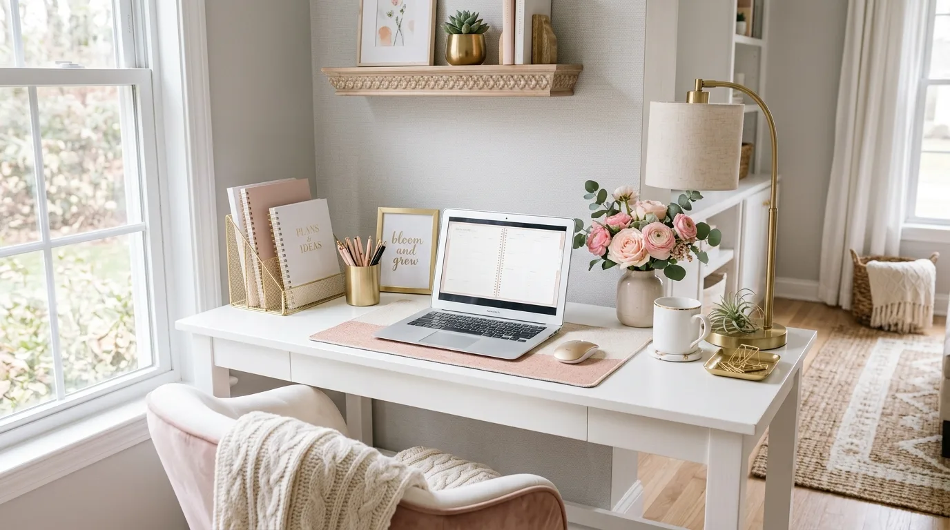 Focus-supporting colors in a productive home office.