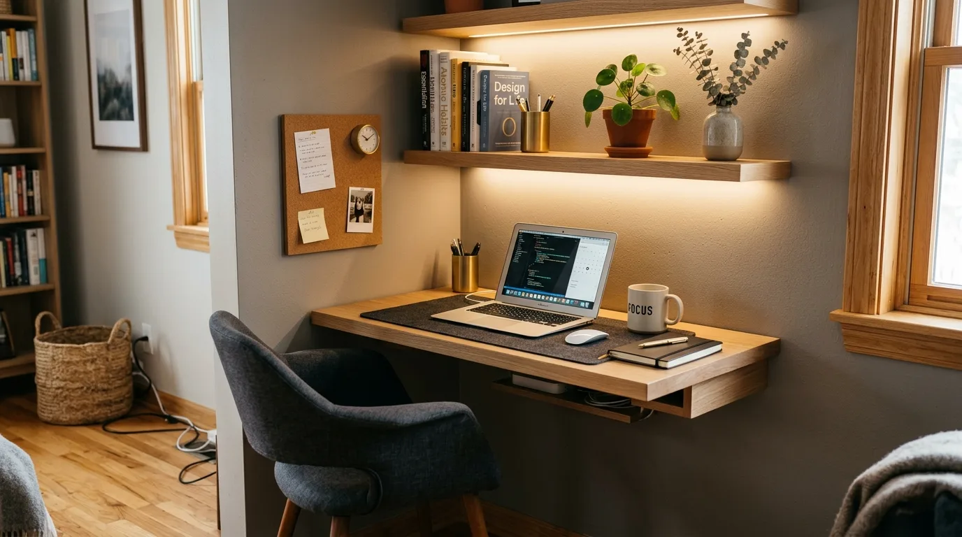 Creative focal point in a productive home office.