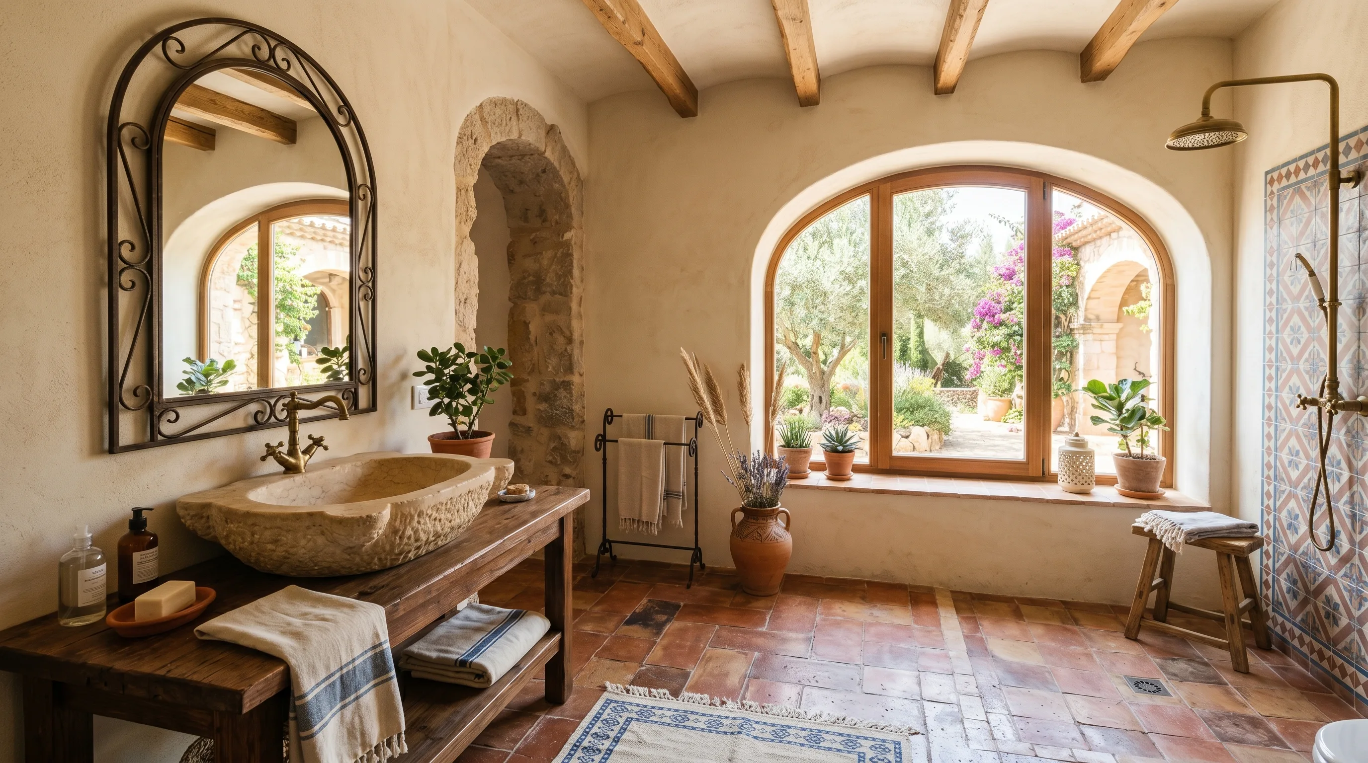 Soft lighting revealing the texture of a stone basin.