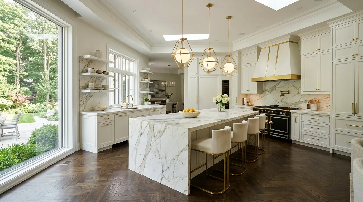 let texture add more depth in a kitchen inspired by sleek flat panel modern.