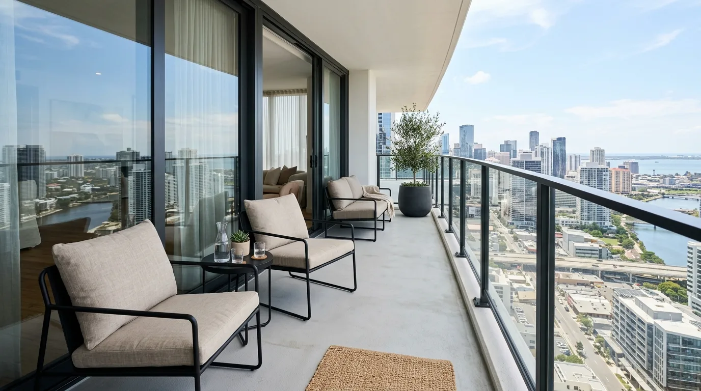 Sleek Modern Apartment Balcony Ideas for Minimalists in a thoughtfully styled balcony.