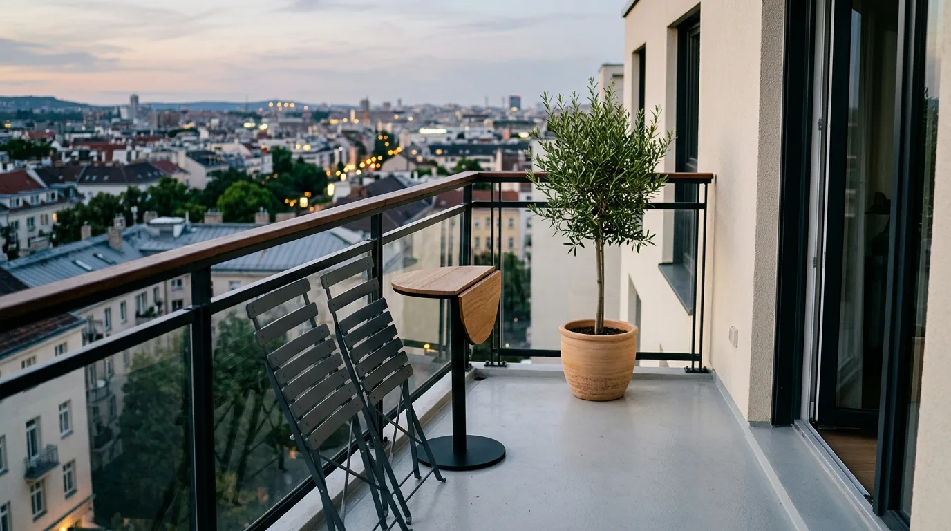 keep storage practical and hidden in a balcony inspired by sleek modern minimalists.
