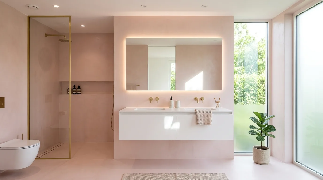 Sleek Modern Pink Bathroom Ideas for a Current Look in a thoughtfully styled bathroom.