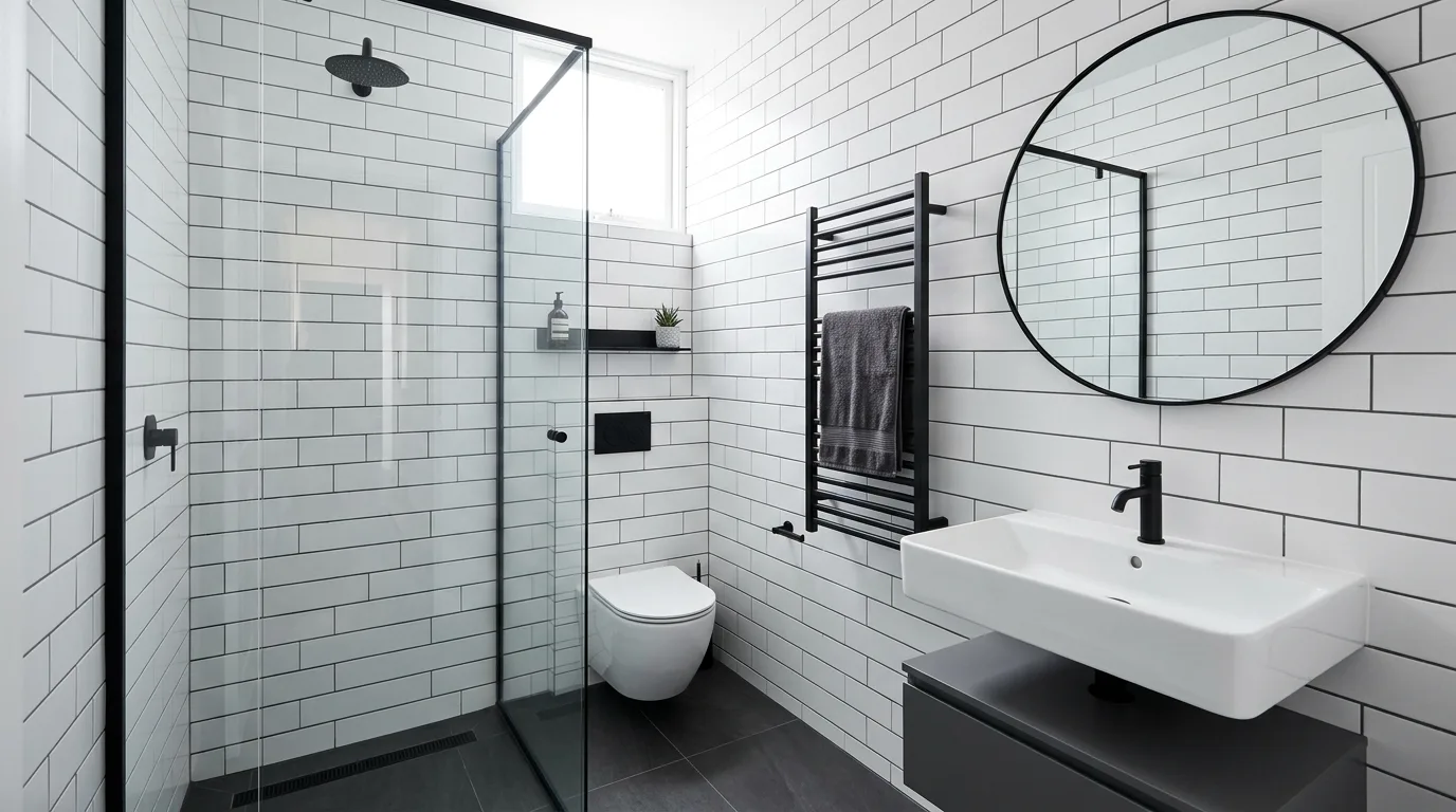 create a bathroom that feels complete in a bathroom inspired by sleek modern streamlined.