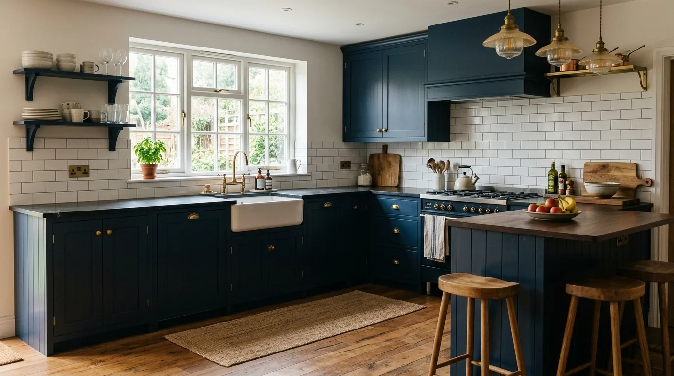 pair the main finish with supportive materials in a kitchen inspired by slim shaker streamlined.