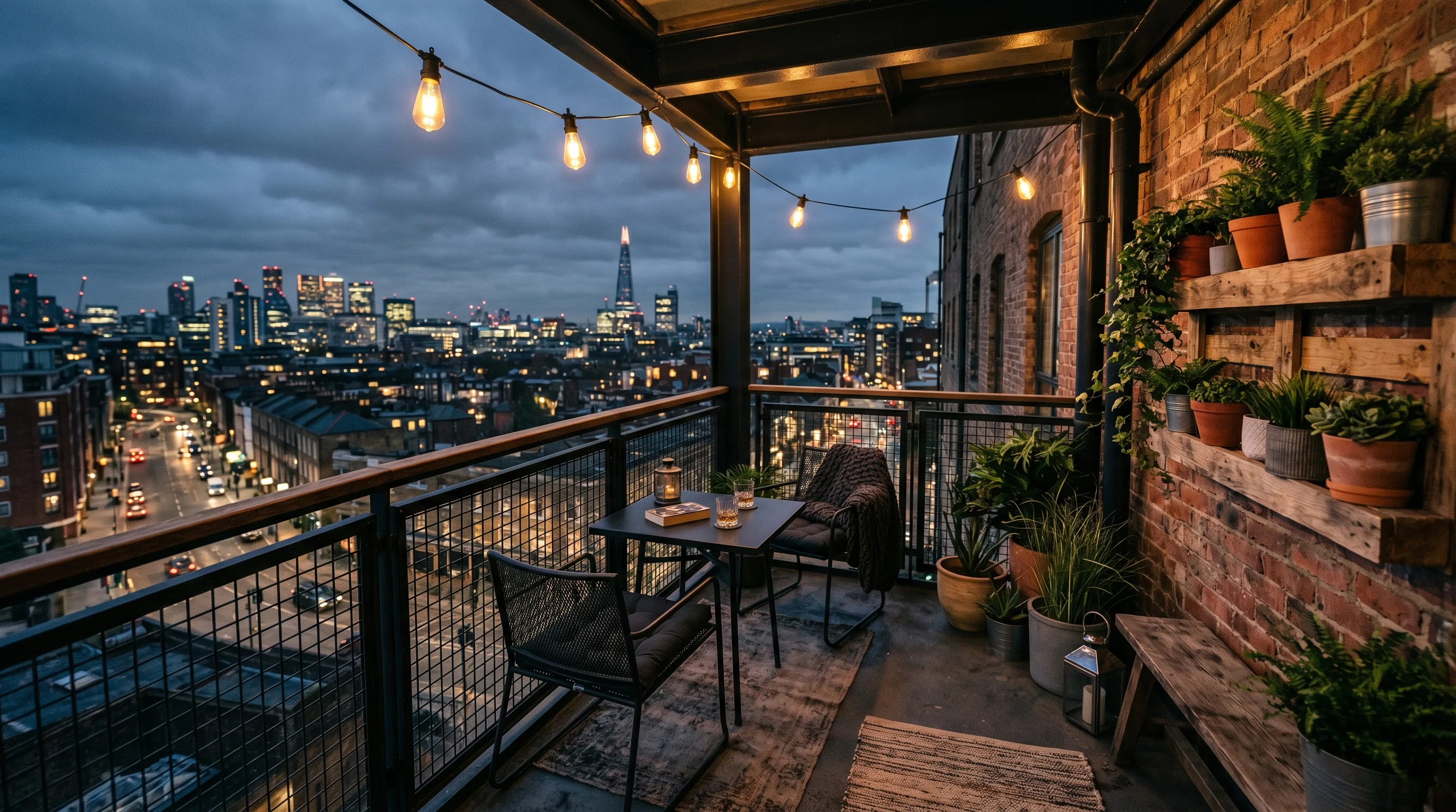 Inspiration image showing carefully scaled balcony furniture.
