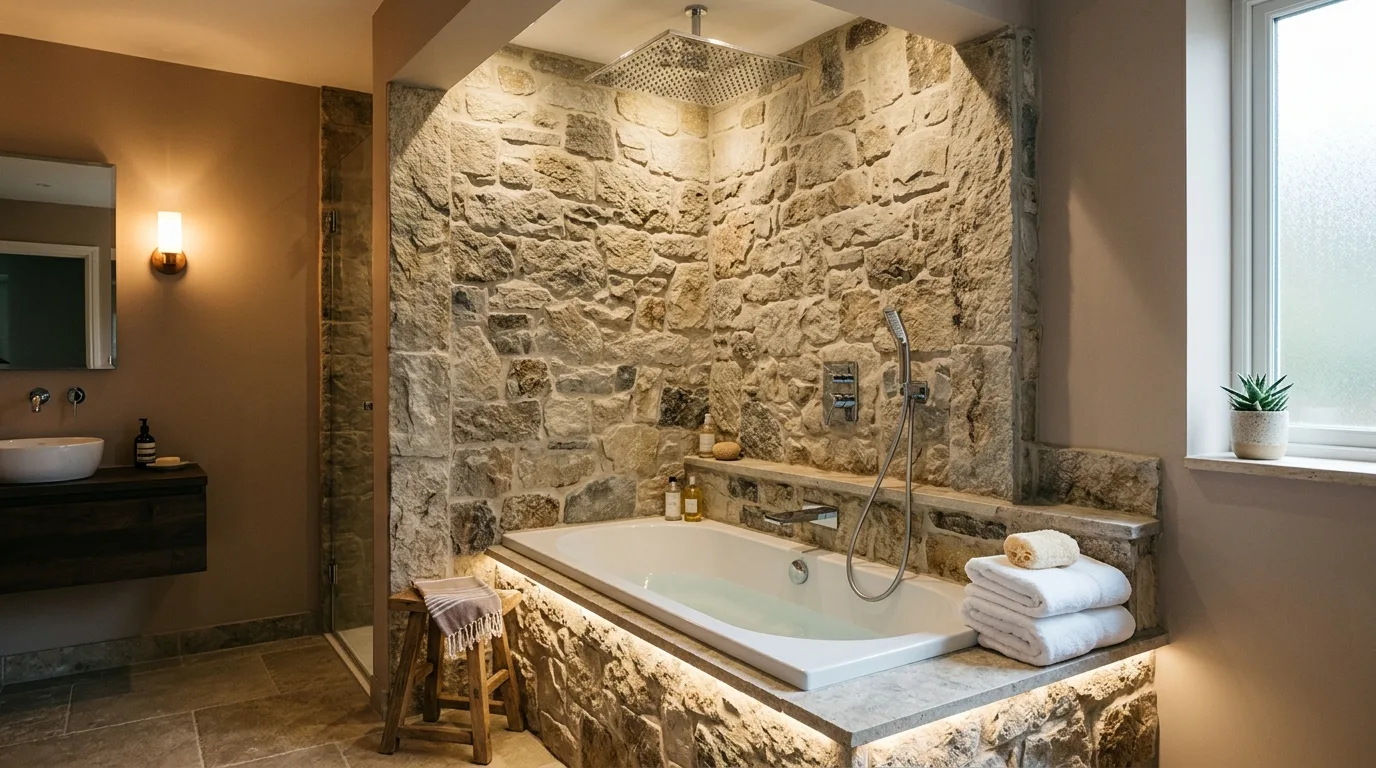 use decor that reinforces the look in a bathroom inspired by tub combos ultimate relaxation.