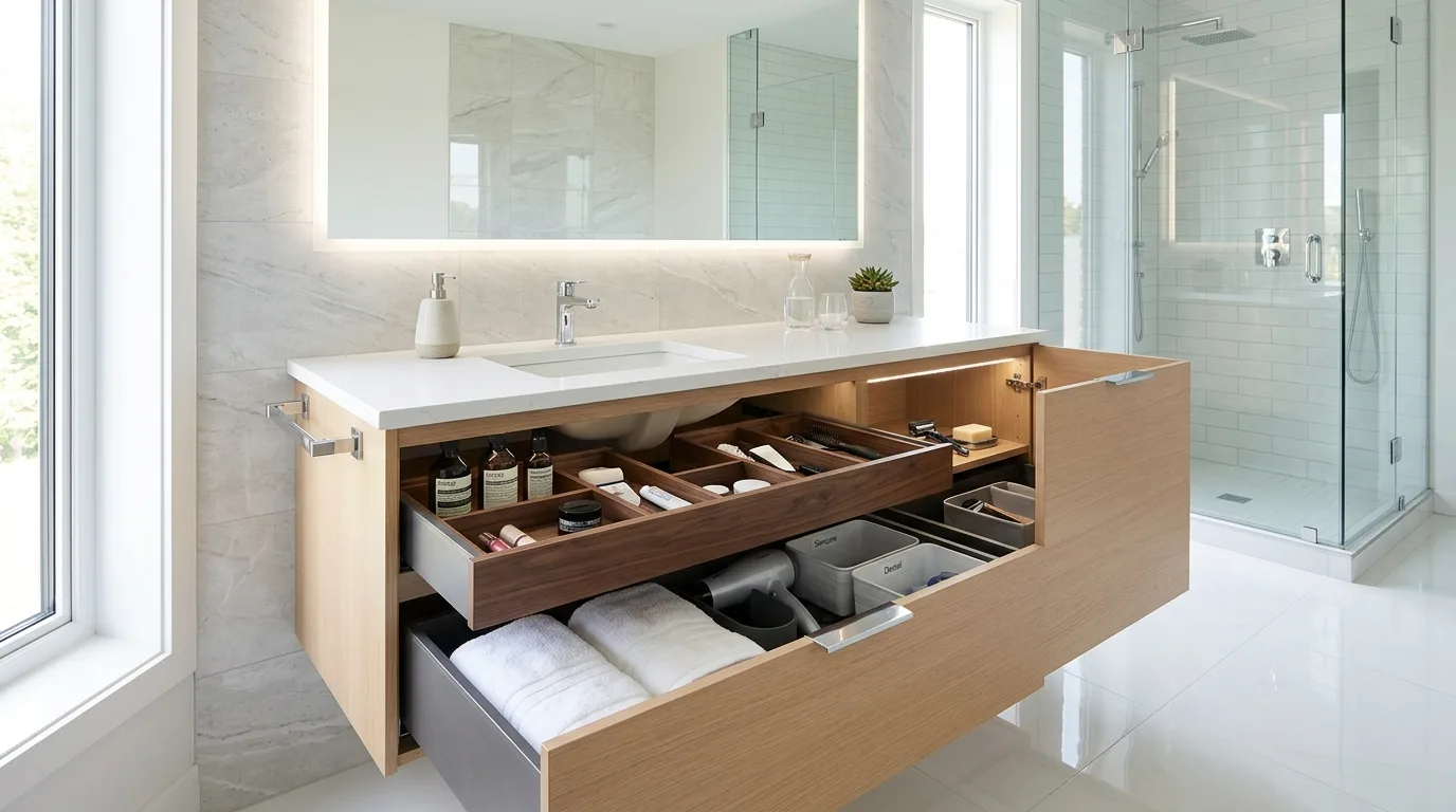 pair it with finishes that support the mood in a bathroom inspired by smart organization hacks need.