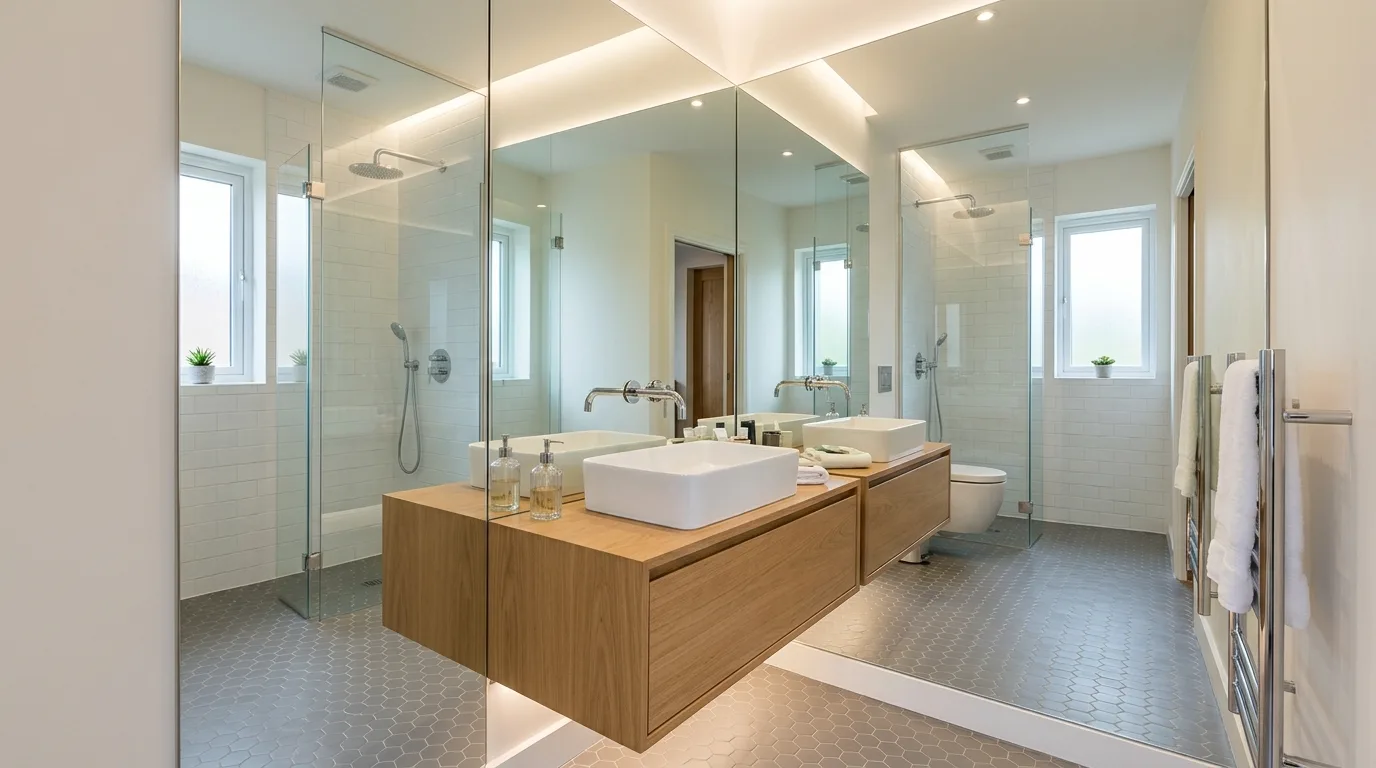use lighting to bring the space to life in a bathroom inspired by solutions very lacks space.