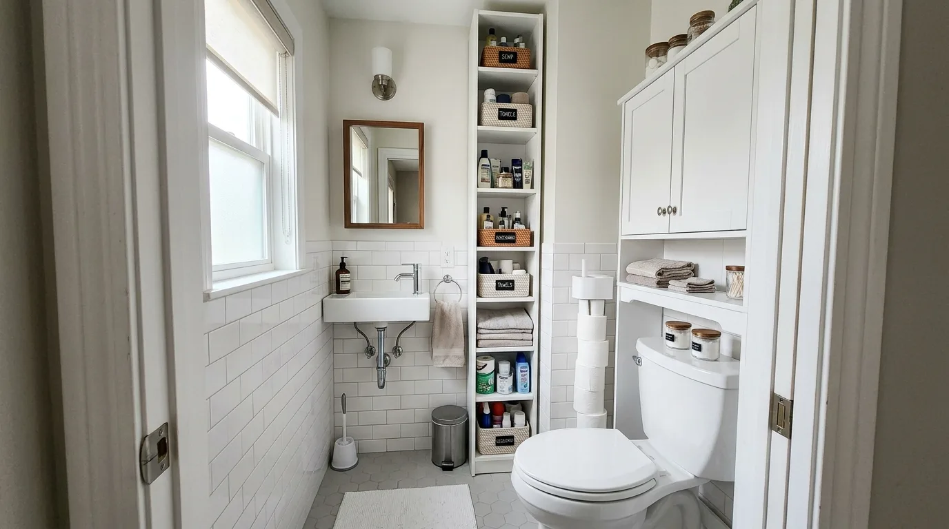 keep fixtures and lines thoughtful in a bathroom inspired by solutions very lacks space.