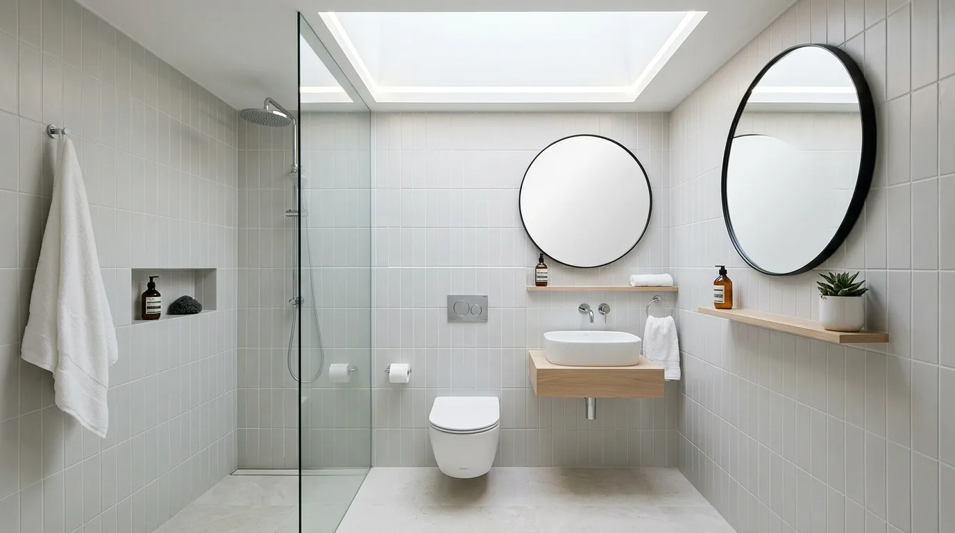use decor that reinforces the look in a bathroom inspired by solutions very lacks space.