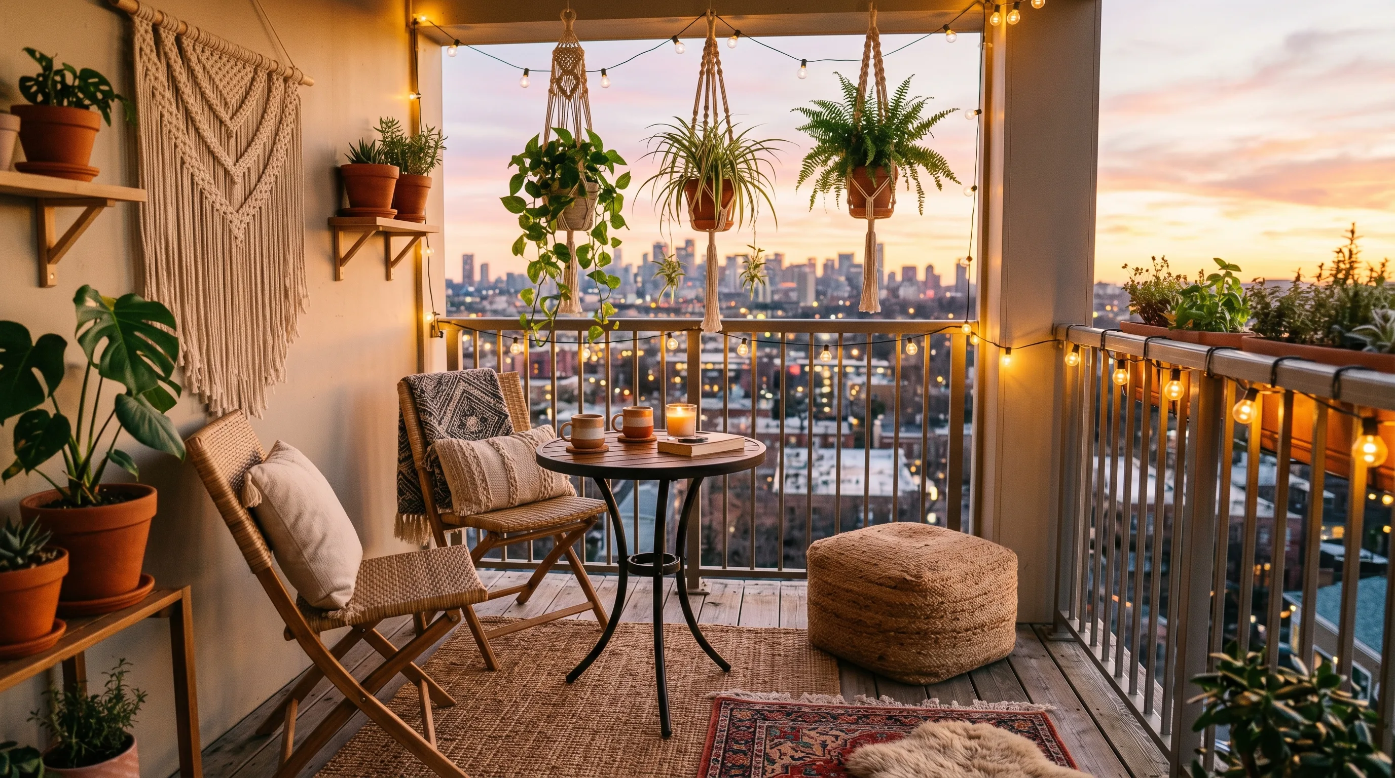 Compact loveseat sized carefully for a small balcony.