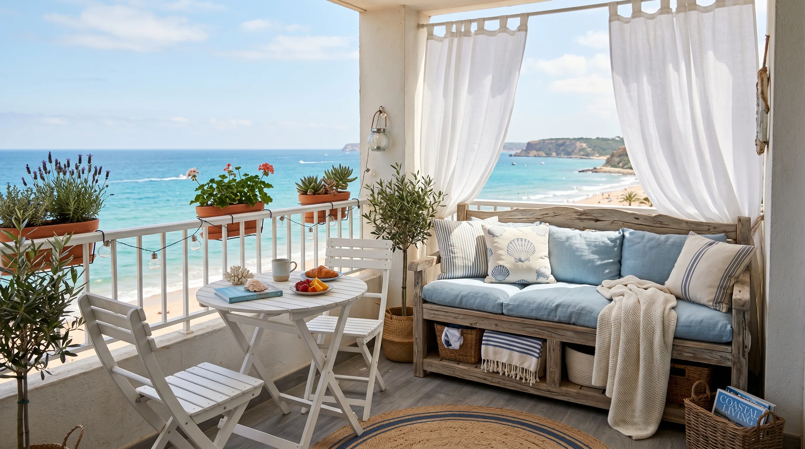 Flat-folding balcony furniture stored easily in a small space.