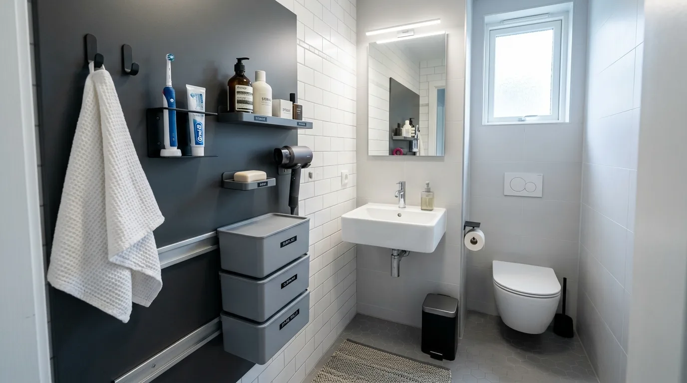 create a bathroom that feels complete in a bathroom inspired by space saving storage clutter.
