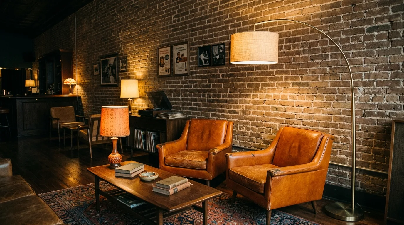 use decor that feels collected in a living room inspired by spicy brown orange retro.