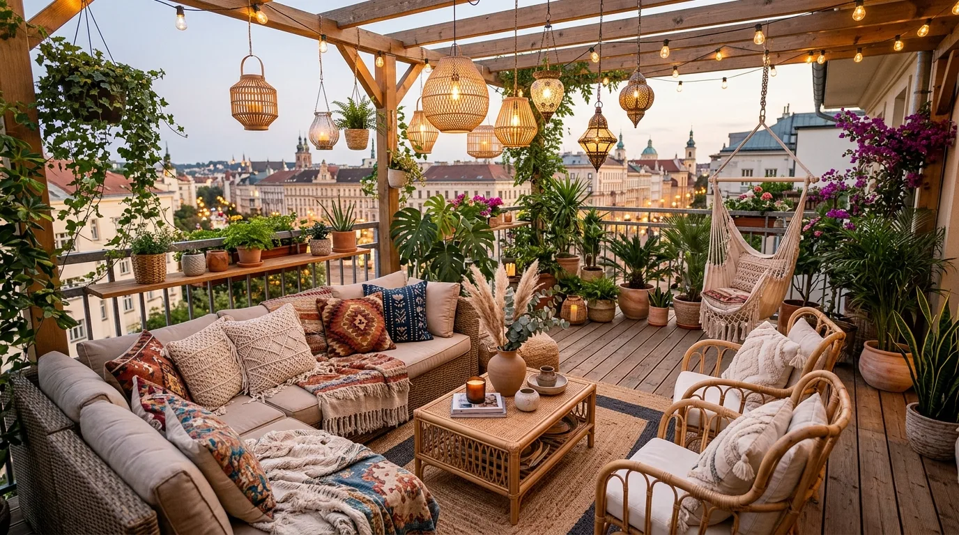 use light and shade intentionally in a balcony inspired by sprawling large entertaining.