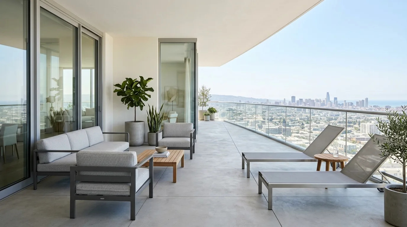 balance openness with privacy in a balcony inspired by sprawling large entertaining.