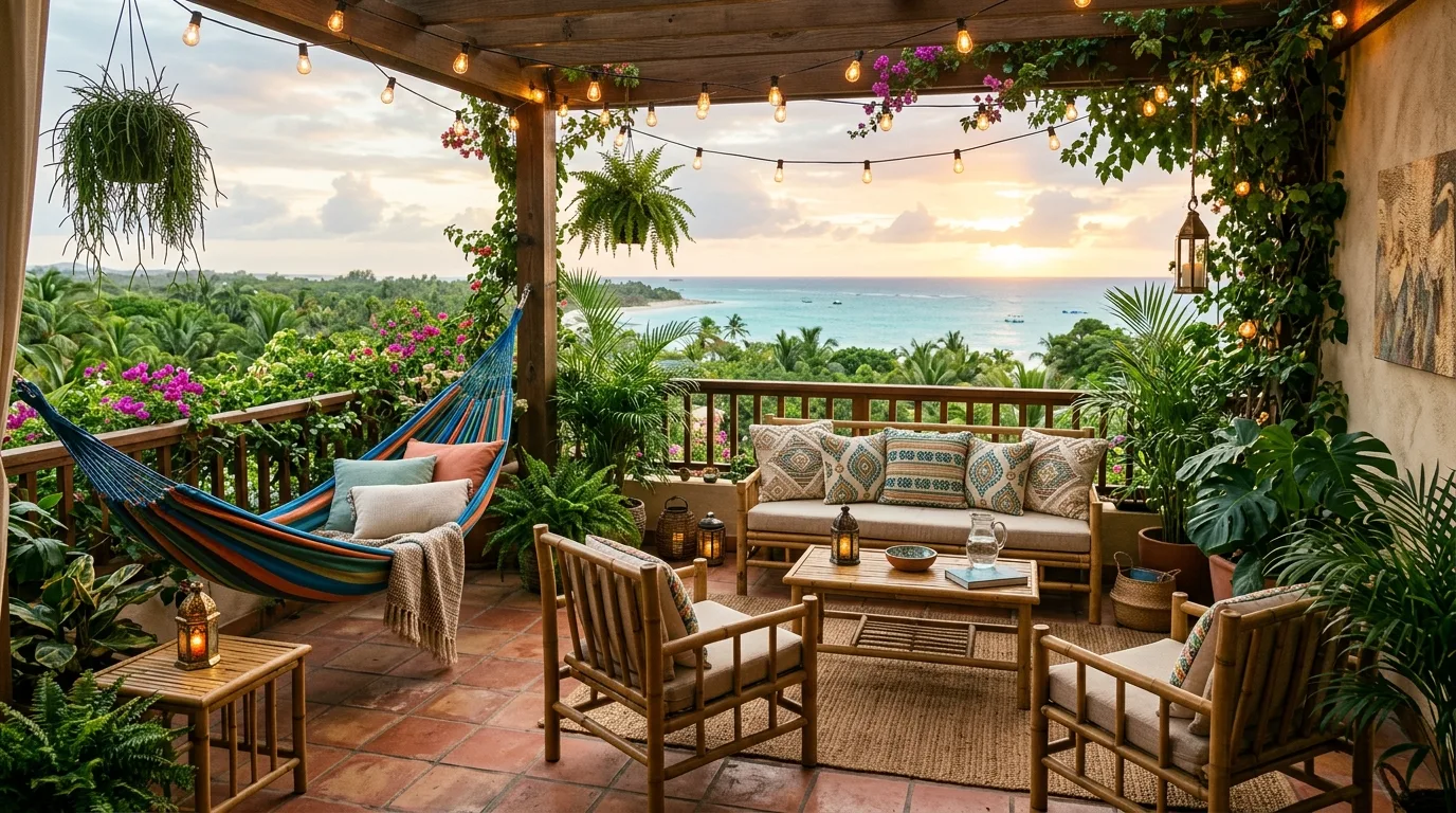 let the balcony feel personal and relaxed in a balcony inspired by sprawling large entertaining.