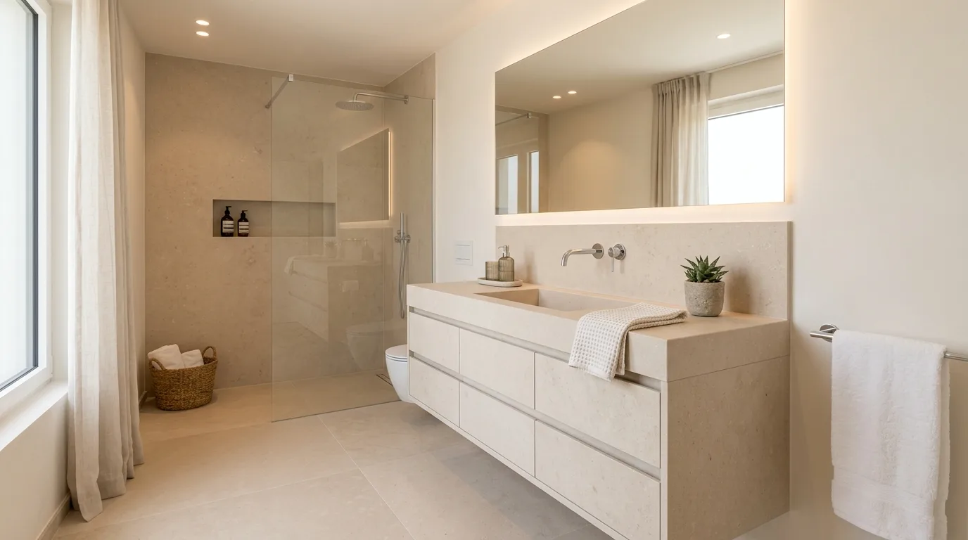 let the room feel personal and restful in a bathroom inspired by stylish vanity tight quarters.