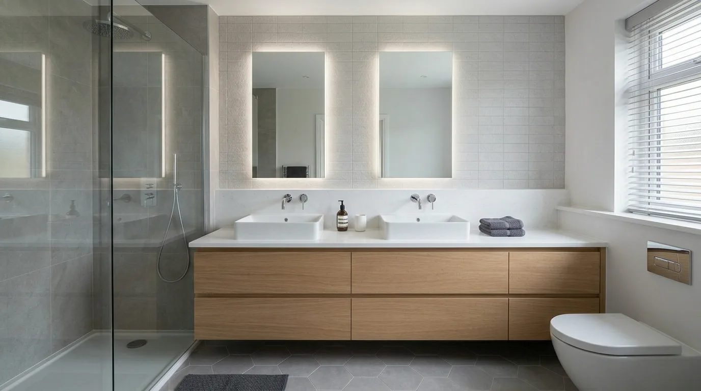 create a bathroom that feels complete in a bathroom inspired by stylish vanity tight quarters.
