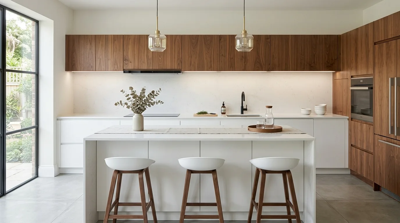start with a clear cabinet direction in a kitchen inspired by stylish two tone wood.