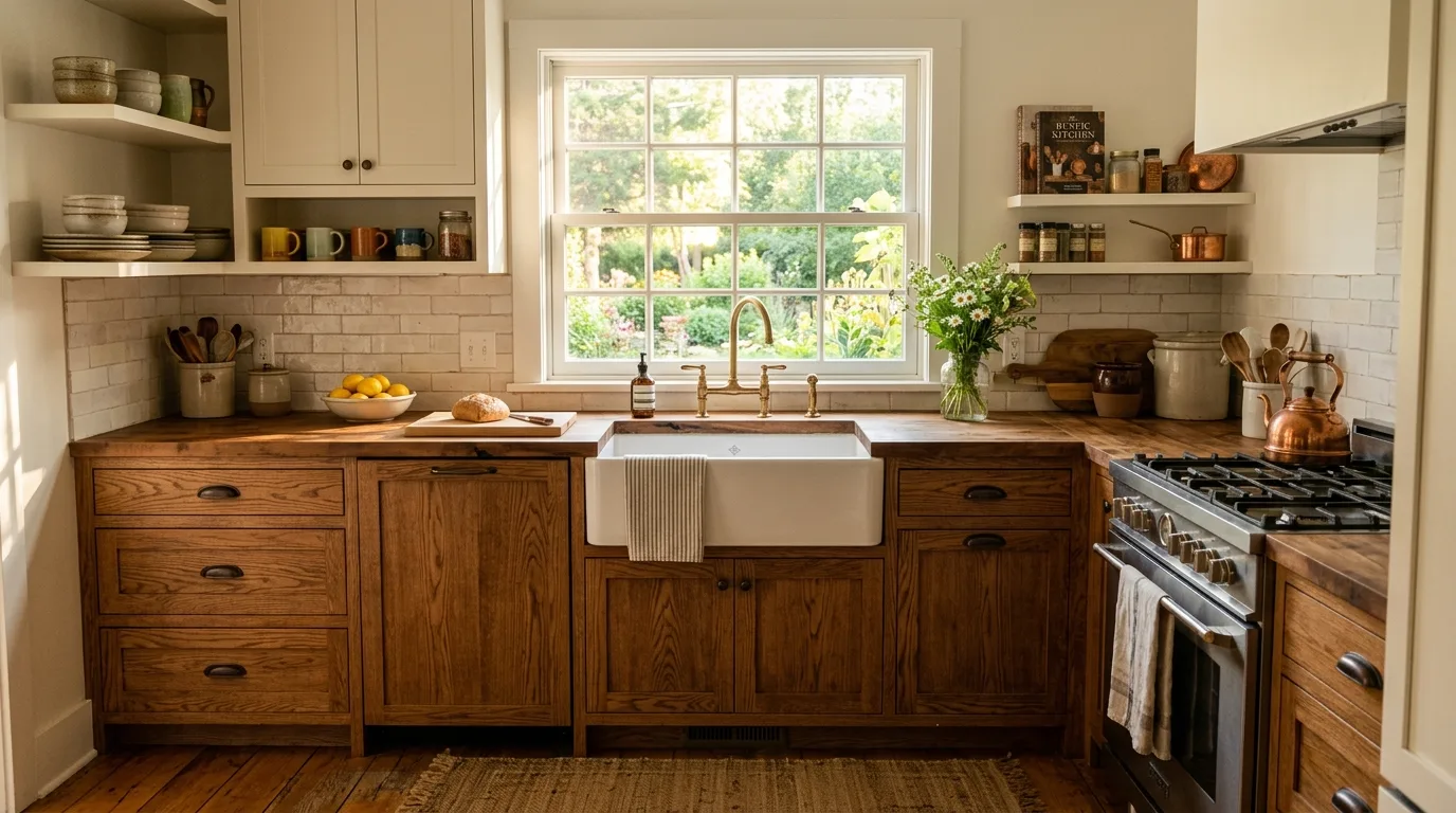 let texture add more depth in a kitchen inspired by stylish two tone wood.
