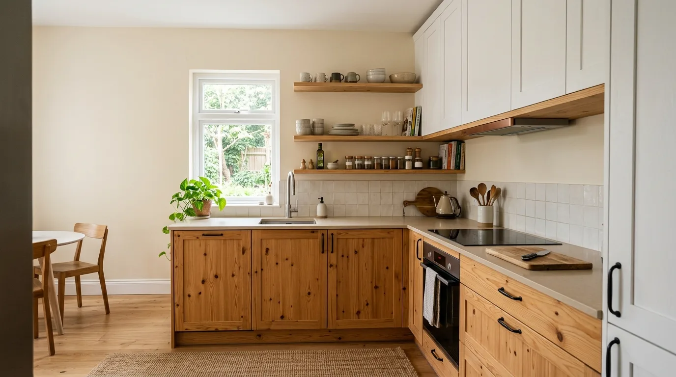 create a kitchen that feels complete in a kitchen inspired by stylish two tone wood.