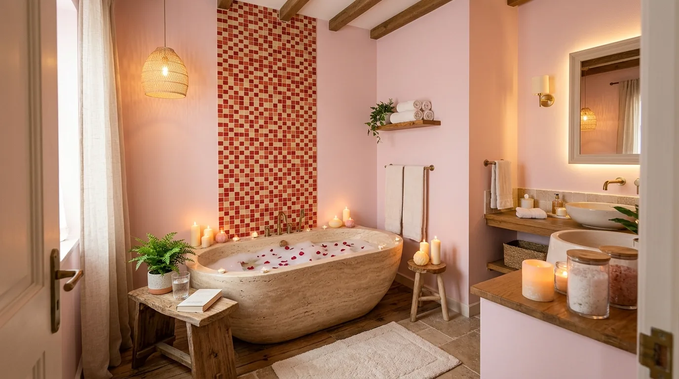 Glossy tile bringing candy-like energy to a bathroom.