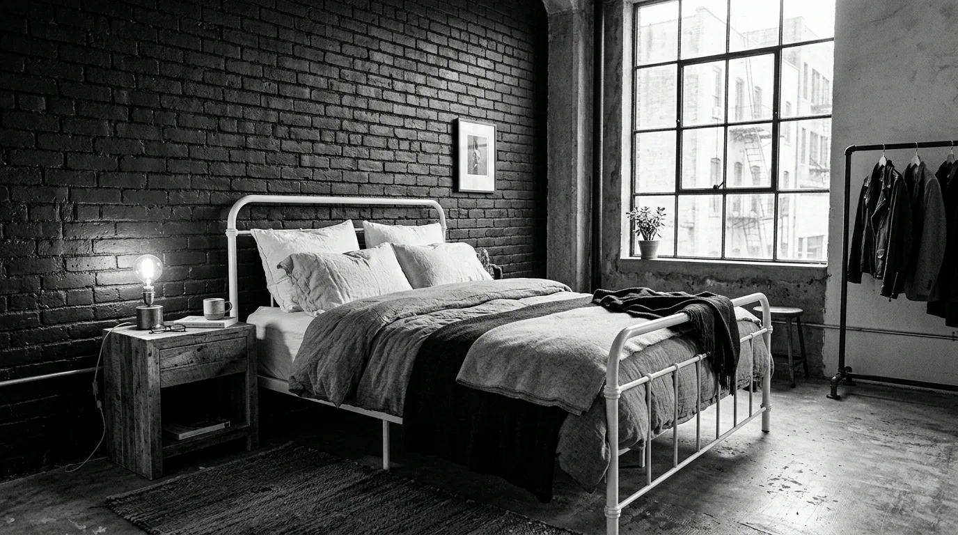Crisp white walls with black nightstands in a clean elegant bedroom.