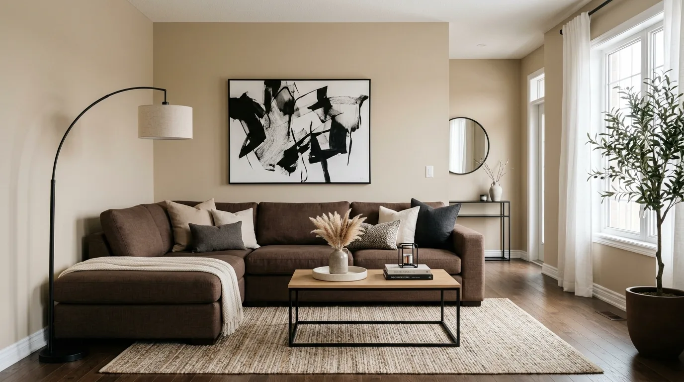 Visible wood grain adding character to brown living room furniture.