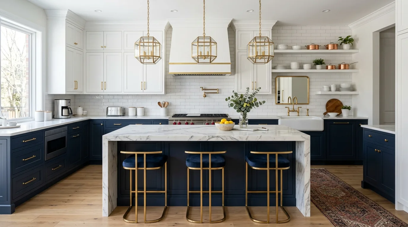 pair the main finish with supportive materials in a kitchen inspired by timeless will never go.