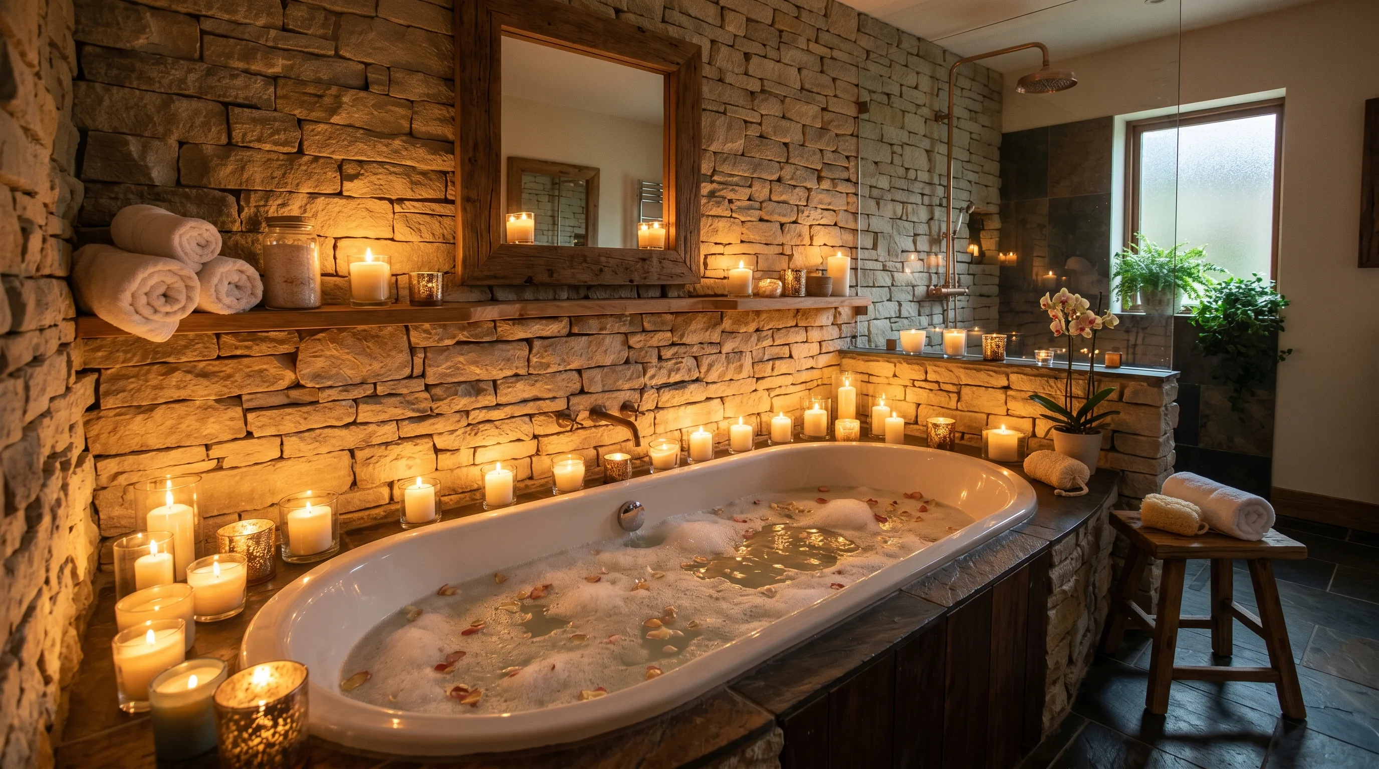 Stone vanity top adding quiet luxury to a bathroom.