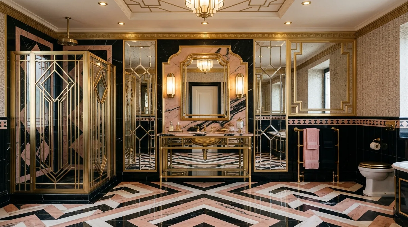 add texture for more depth in a bathroom inspired by timeless vintage pink old.