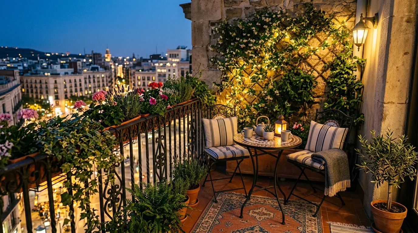 choose furniture that fits the scale in a balcony inspired by tiny big impact.